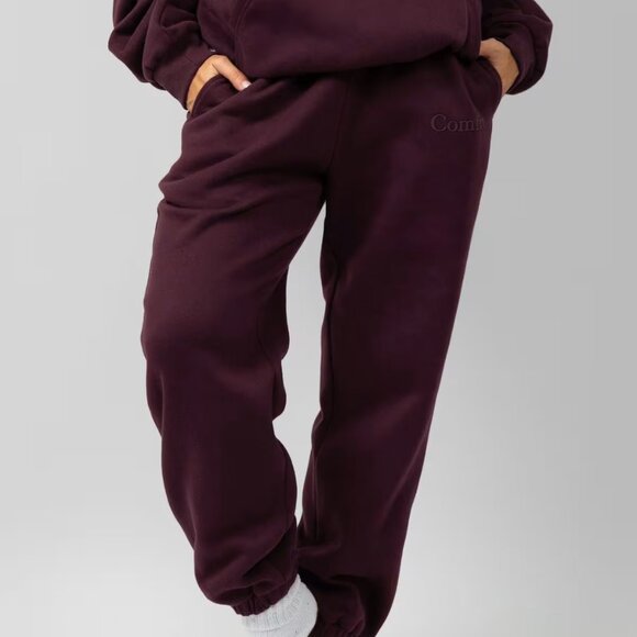 Comfrt Sweat Set Minimalist Bundle XS Hoodie & S Sweatpants (2pc) Maroon - Picture 2 of 5